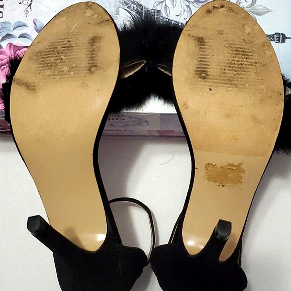 Chase & Chloe Edward Black Fluffy Fuzzy Party Evening Heels 7 - Picture 9 of 12
